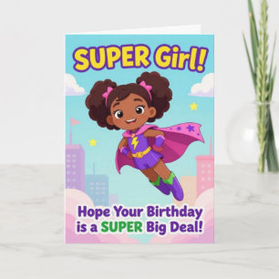 Verjaardagskaart voor Super Girl Feestdagen Kaart