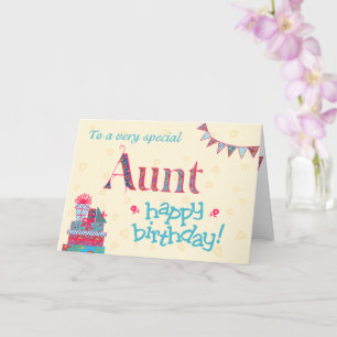 verjaardagskaart voor tante, Bunting, Gifts Kaart