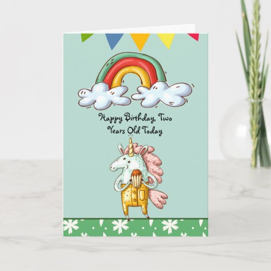 Verjaardagskaart voor twee jaar oud, of andere lee kaart (Voorkant)