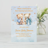 Verjaardagskaart voor tweeling baby jongens kaart (Staand voorkant)