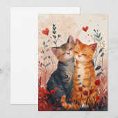Verjaardagskaart voor Valentijnsdag met Mooie Katt Feestdagenkaart (Voorkant / Achterkant)