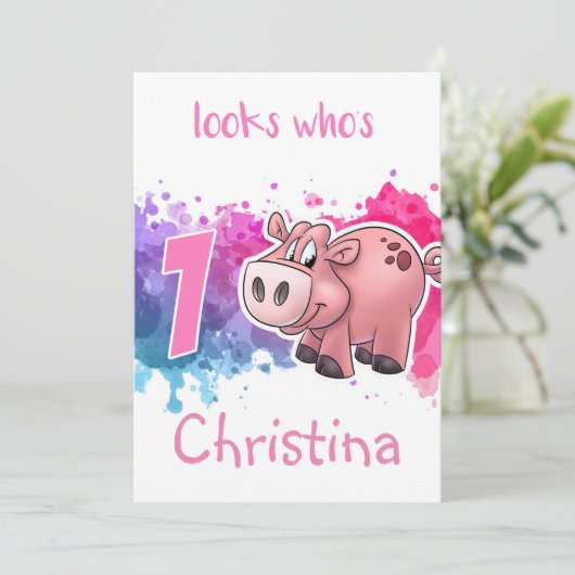 Verjaardagskaart voor varkens kaart (Staand voorkant)