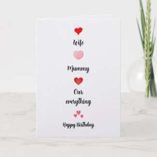 Verjaardagskaart voor vrouw en mama, onze alles kaart