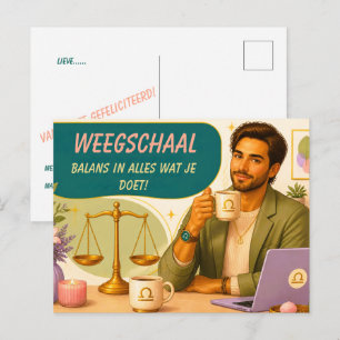 Verjaardagskaart voor Weegschaal voor [hem] met sp Briefkaart