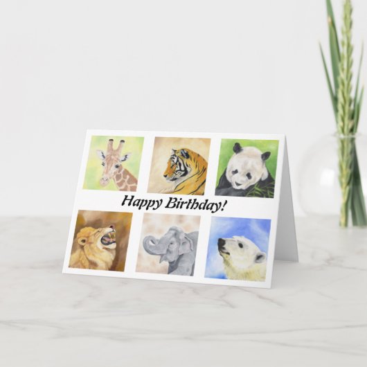 Verjaardagskaart voor wilde dieren kaart (Voorkant)