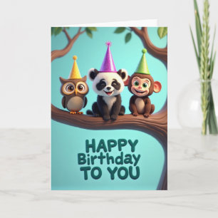 Verjaardagskaart Woodland Party Kaart