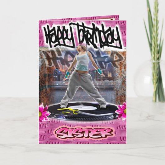 Verjaardagskaart zus kaart (Voorkant)