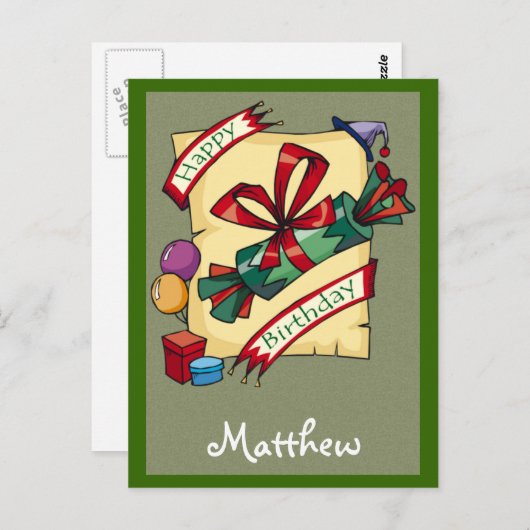 verjaardagskaarten briefkaart (Voorkant / Achterkant)