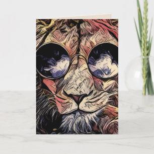 VERJAARDAGSKAARTEN BROER COOLE KAT LEEUW KAART