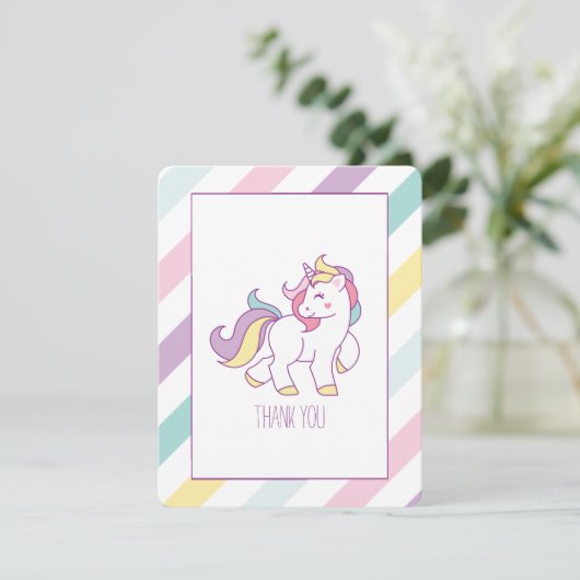 Verjaardagskaartjes bedankt voor eenhoorn regenboo (Staand voorkant)