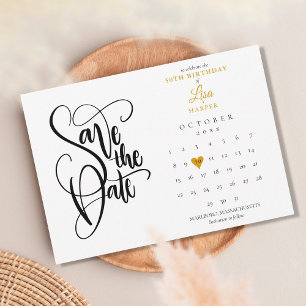 Verjaardagskalender elke leeftijd gouden hart save the date