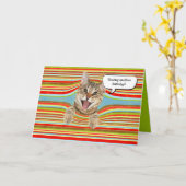 Verjaardagskat in strepen kaart (Gele Bloem)