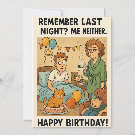 Verjaardagskater Chaos Feestdagenkaart (Voorkant)