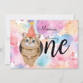 Verjaardagskitten eerste verjaardag kaart (Voorkant)