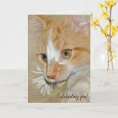 Verjaardagskitten met Daisy Kaart (Gele Bloem)