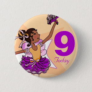 verjaardagsknop van Ballerina paars en perziken Ronde Button 5,7 Cm