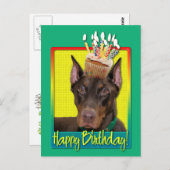 Verjaardagskoekje - Doberman - Rood - Rocky Briefkaart (Voorkant / Achterkant)