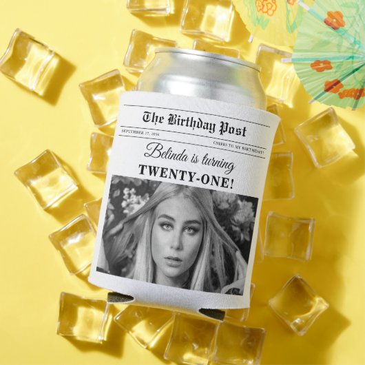 Verjaardagskrant Fun Zwart & Wit Foto Blikjeskoeler (Insitu Zomer)