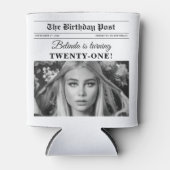 Verjaardagskrant Fun Zwart & Wit Foto Blikjeskoeler (Voorkant)