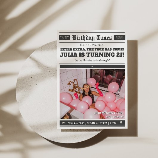 Verjaardagskrant Uitnodiging 21e verjaardag Uitnod