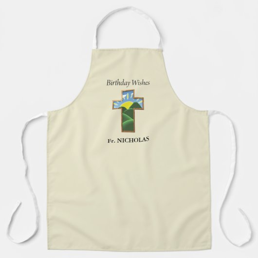 Verjaardagskruispriester gepersonaliseerd schort (Voorkant)