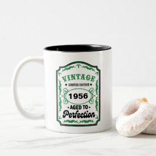 Verjaardagslabel Persoonlijk Jaar Vintage Tweekleurige Koffiemok