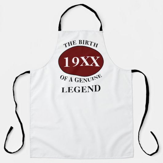 Verjaardagslegende elk jaar naam rood zwart schort (Voorkant)