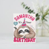 Verjaardagsluiaard voor schattige cartoonluiaards briefkaart (Staand voorkant)