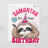 Verjaardagsluiaard voor schattige cartoonluiaards briefkaart (Voorkant / Achterkant)