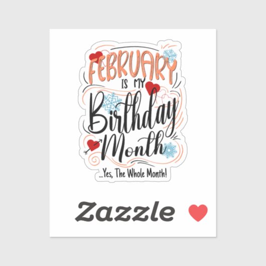 Verjaardagsmaand februari, hele maand, feest sticker (Vel)