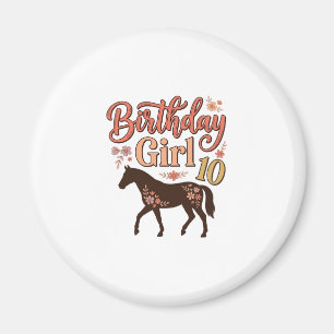 Verjaardagsmeisje 10 Paard Bloem Vector Design_1 Magneet