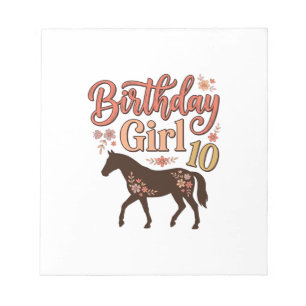 Verjaardagsmeisje 10 Paard Bloem Vector Design_1 Notitieblok