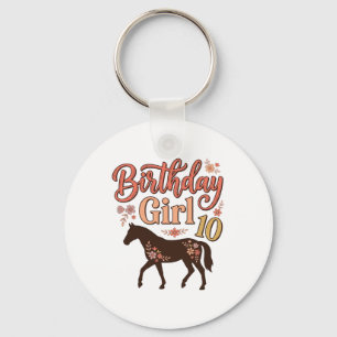 Verjaardagsmeisje 10 Paard Bloem Vector Design_1 Sleutelhanger