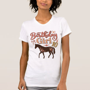 Verjaardagsmeisje 10 Paard Bloem Vector Design_1 T-shirt