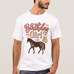 Verjaardagsmeisje 10 Paard Bloem Vector Design_1 T-shirt