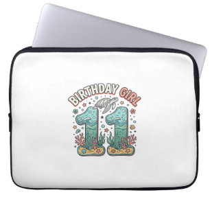 Verjaardagsmeisje 11 Zeeschildpad Oceaan Feestje O Laptop Sleeve