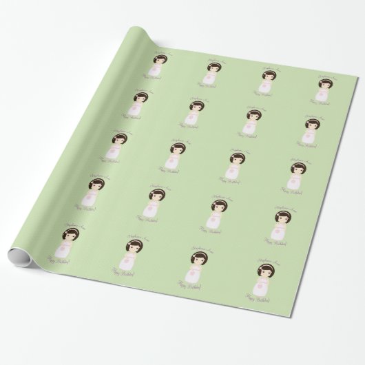 Verjaardagsmeisje aan Gift Table Cadeaupapier (Uitgerold)