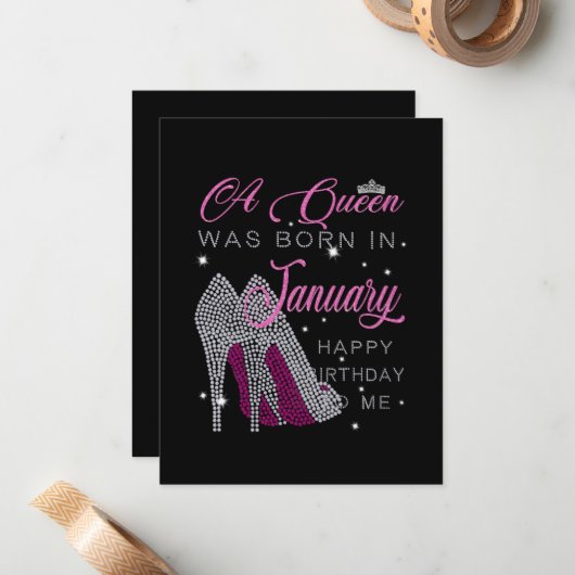 Verjaardagsmeisje | Een koningin werd geboren in j Notitiekaartje (Voorkant / Achterkant in situ)