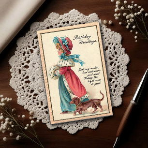 Verjaardagsmeisje en hond uit 1904 briefkaart