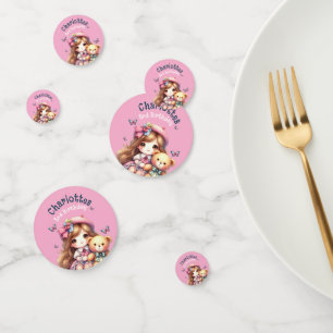 Verjaardagsmeisje gepersonaliseerde papieren bord confetti