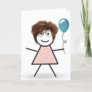 Verjaardagsmeisje met ballon kaart