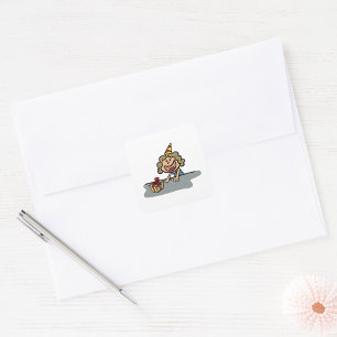 Verjaardagsmeisje Met Een Cadeau Vierkante Sticker