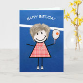 Verjaardagsmeisje met pickleball paddle en bal kaart (Gele Bloem)