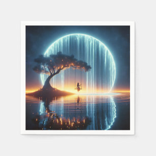 Verjaardagsmeisje op schommel in Moon Waterfall Servet