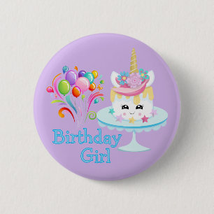 Verjaardagsmeisje  ronde button 5,7 cm