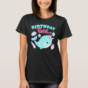 Verjaardagsmeisje Taart Kaars Narwal Dieren Vis Na T-shirt