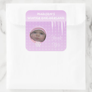 Verjaardagsmeisje Winter Onederland aangepaste fot Vierkante Sticker