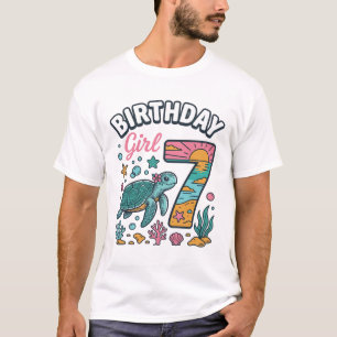 Verjaardagsmeisje Zeeschildpad 7e Verjaardag Vecto T-shirt