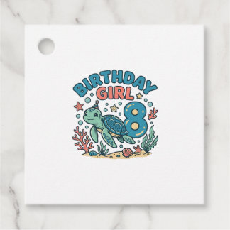 Verjaardagsmeisje Zeeschildpad 8e Verjaardag Shirt Bedankjes Labels