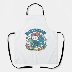 Verjaardagsmeisje Zeeschildpad 8e Verjaardag Shirt Schort